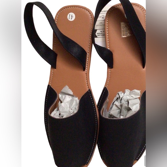 Peep Toe  Flat Stitch PU Leather Sling back Sandals - Picture 5 of 5